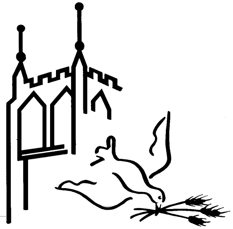 drawning of church and a dove