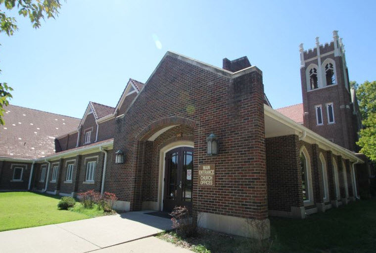Exterior of Trinity Lutheran Church in Lawrence, KS